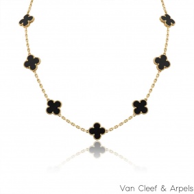 Van Cleef & Arpels Yellow Gold Onyx Vintage Alhambra Necklace VCARA42700 Van Cleef & Arpels Yellow Gold Onyx Vintage Alhambra Necklace VCARA42700